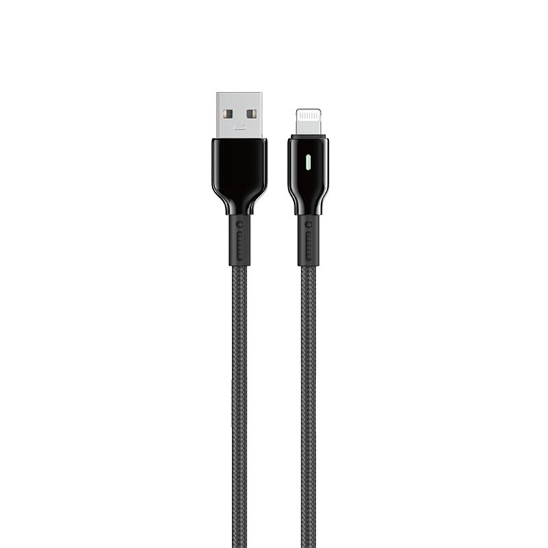 WiWU C074 Oringlink USB-A to Lightning Zinc Alloy Braided Nylon Cable, 1M Black