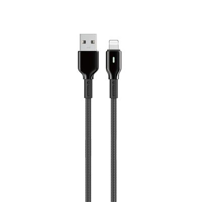 WiWU C074 Oringlink USB-A to Lightning Zinc Alloy Braided Nylon Cable, 1M Black