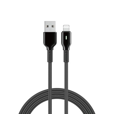 WiWU C074 Oringlink USB-A to Lightning Zinc Alloy Braided Nylon Cable, 1M Black