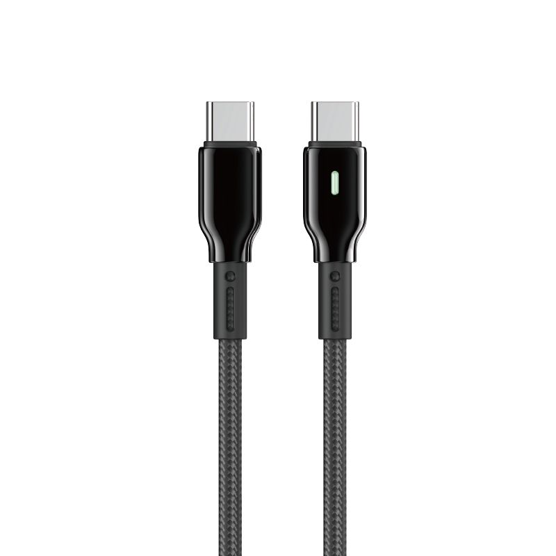 WiWU C075 Oringlink USB-C to USB-C Zinc Alloy Braided Nylon Cable, 1M Black
