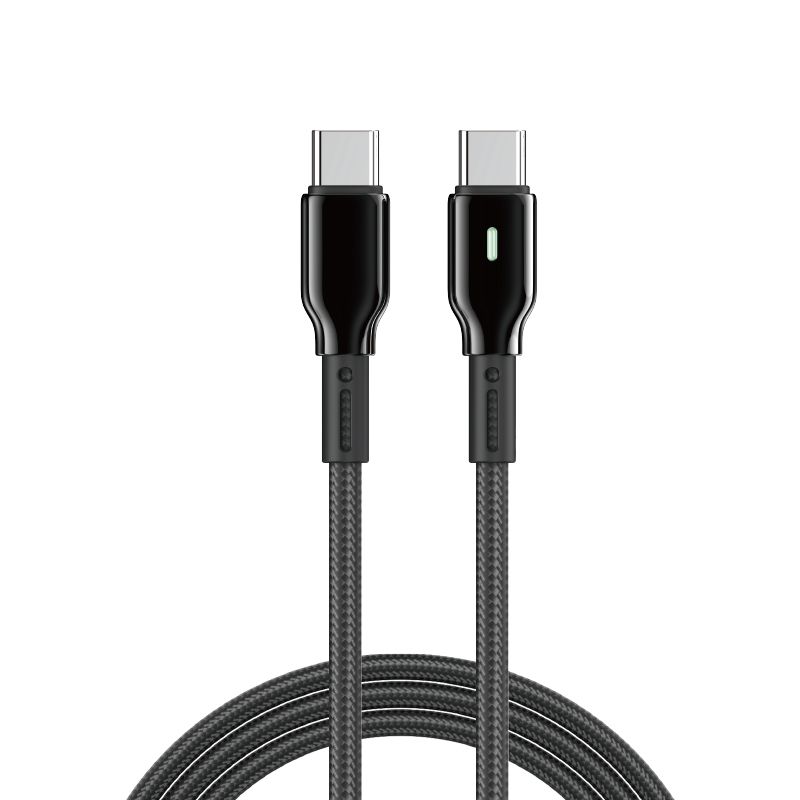 WiWU C075 Oringlink USB-C to USB-C Zinc Alloy Braided Nylon Cable, 1M Black