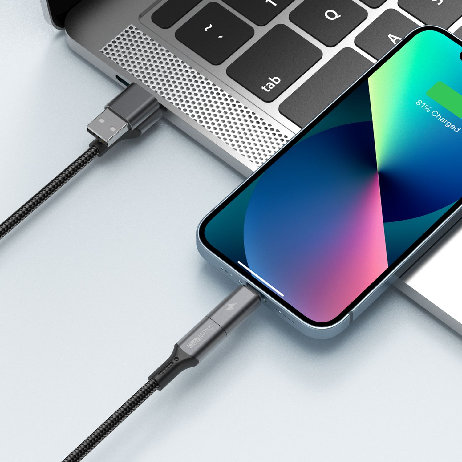 WiWU C85 Raptor Pro USB-A+USB-C to USB-C+Lightning Cable, Black