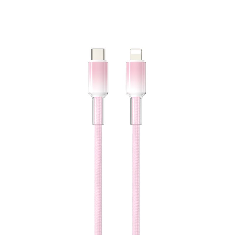 WiWU C064 Neolink USB-C to Lightning Braided Nylon Cable, 1M Pink