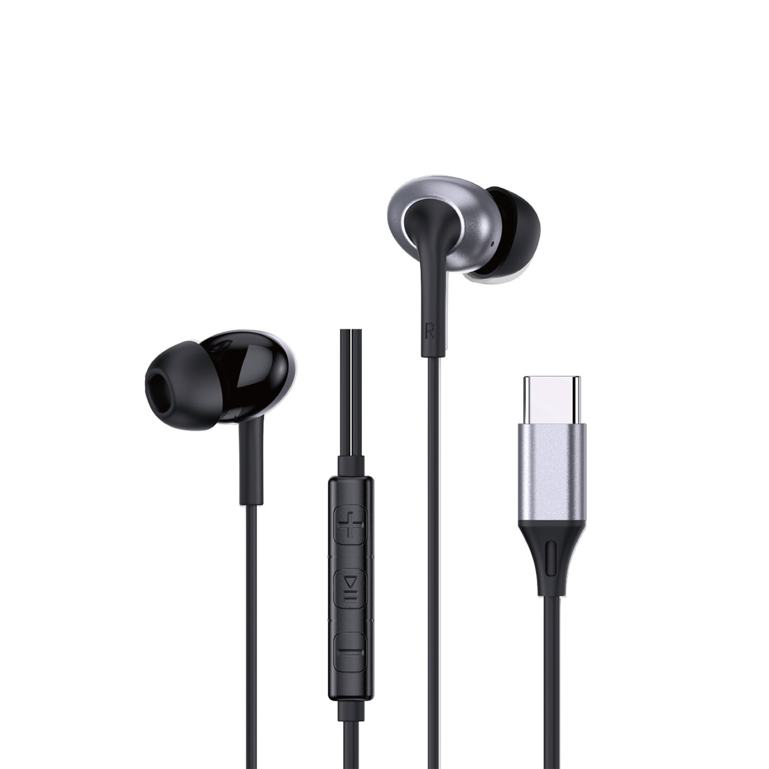 WiWU EB318 Type-C Earbuds, 1.2M Black