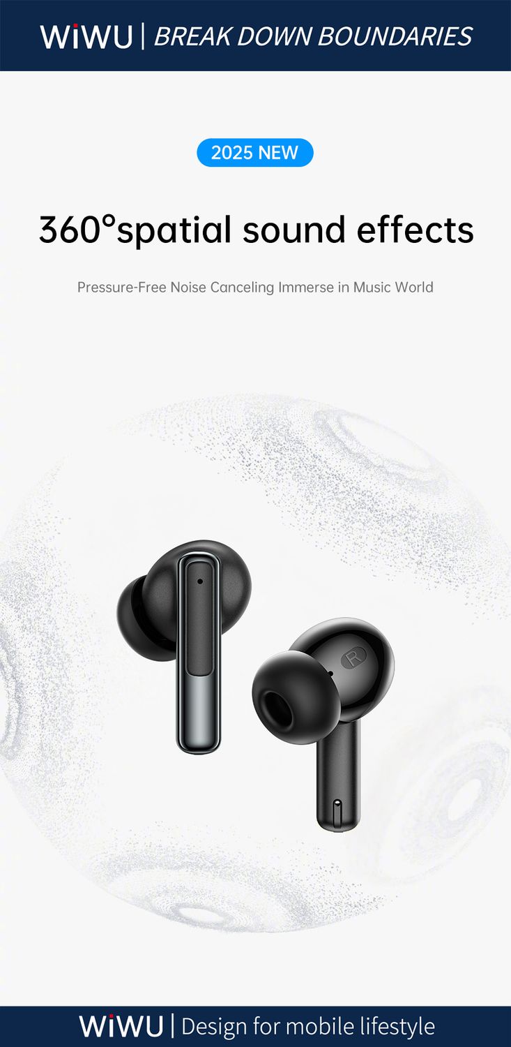 WiWU T33 ANC Pro Earbuds, Black