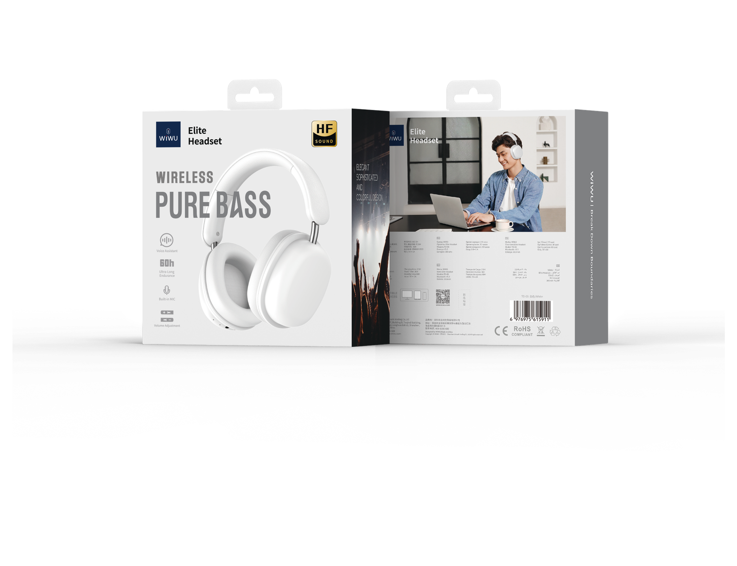 WiWU TD05 Elite Wireless Pure Bass Headset, White