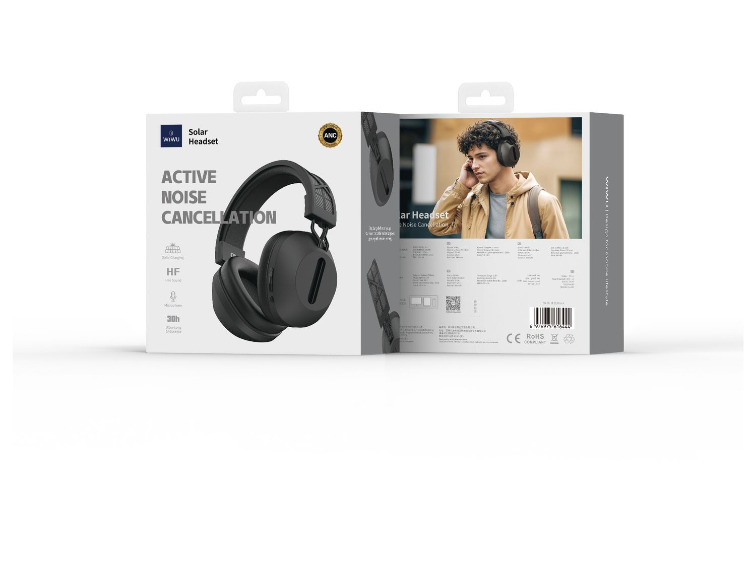 WiWU TD06 Solar Charging Headset, Black