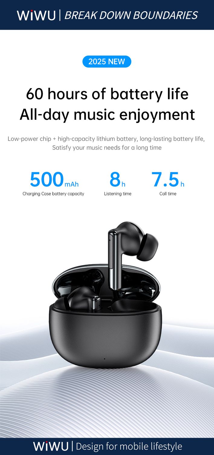 WiWU T33 ANC Pro Earbuds, Black