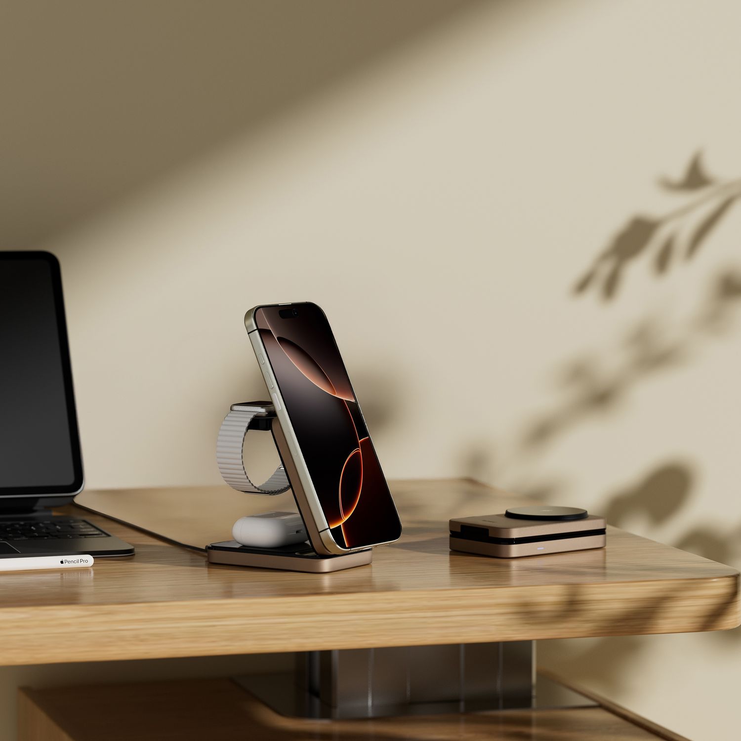 WiWU W038 Triple 3in1 Wireless Charger, Gold