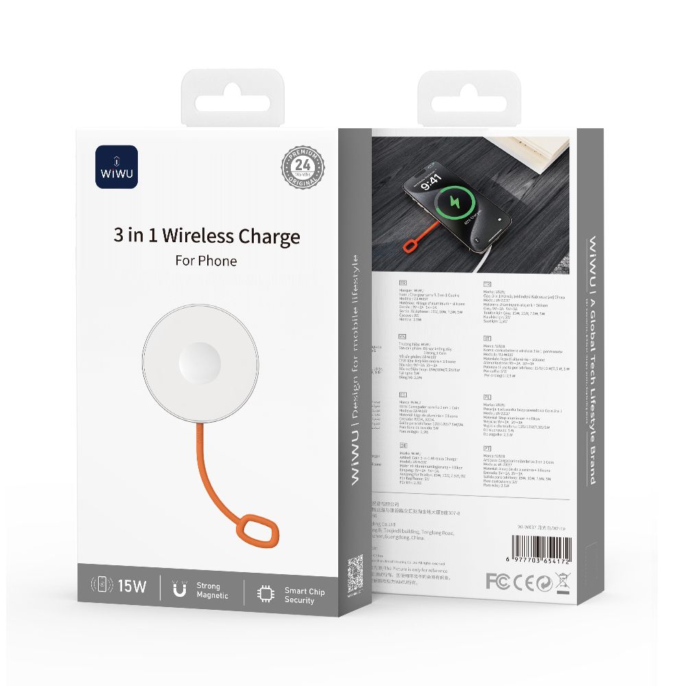 WiWU W037 3 in 1 Wireless Charger, White