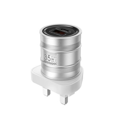 WiWU U028 Barrel GaN Fast Charger, Silver (UK)
