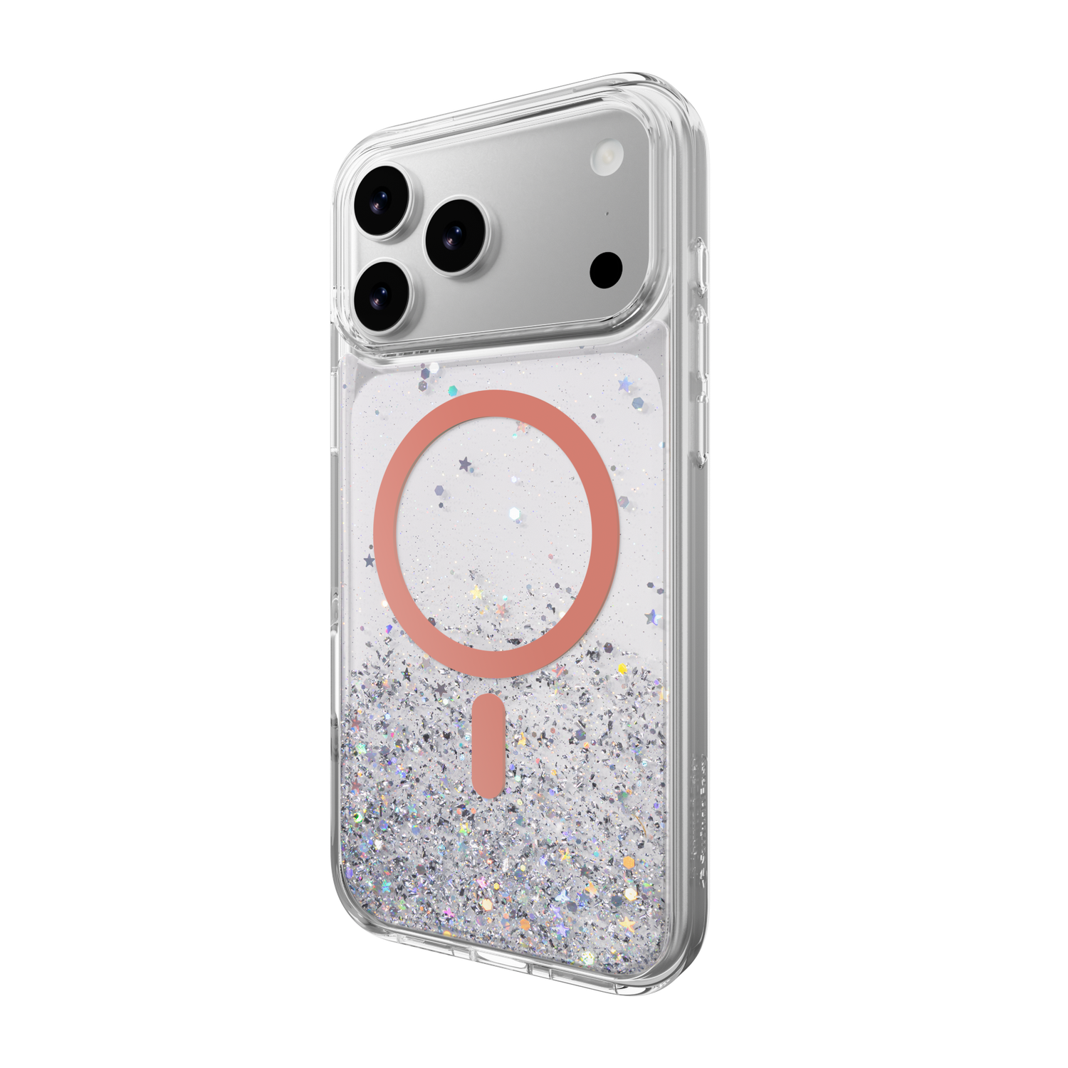 SwitchEasy iPhone 17 Pro Max Starfield M 3D Glitter Protective Case, Transparent Coral Ring