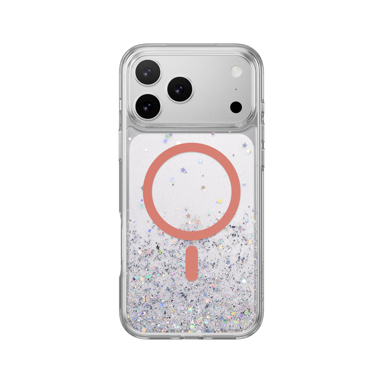 SwitchEasy iPhone 17 Pro Max Starfield M 3D Glitter Protective Case, Transparent Coral Ring