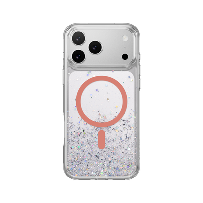 SwitchEasy iPhone 17 Pro Max Starfield M 3D Glitter Protective Case, Transparent Coral Ring