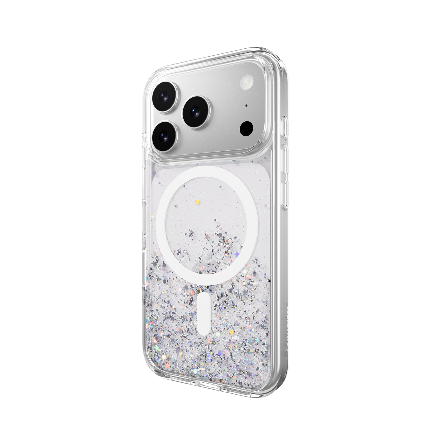 SwitchEasy iPhone 17 Pro Starfield M 3D Glitter Protective Case, Transparent White Ring