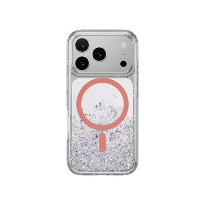 SwitchEasy iPhone 17 Pro Starfield M 3D Glitter Protective Case, Transparent Coral Ring