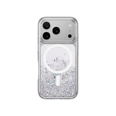 SwitchEasy iPhone 17 Pro Starfield M 3D Glitter Protective Case, Transparent White Ring