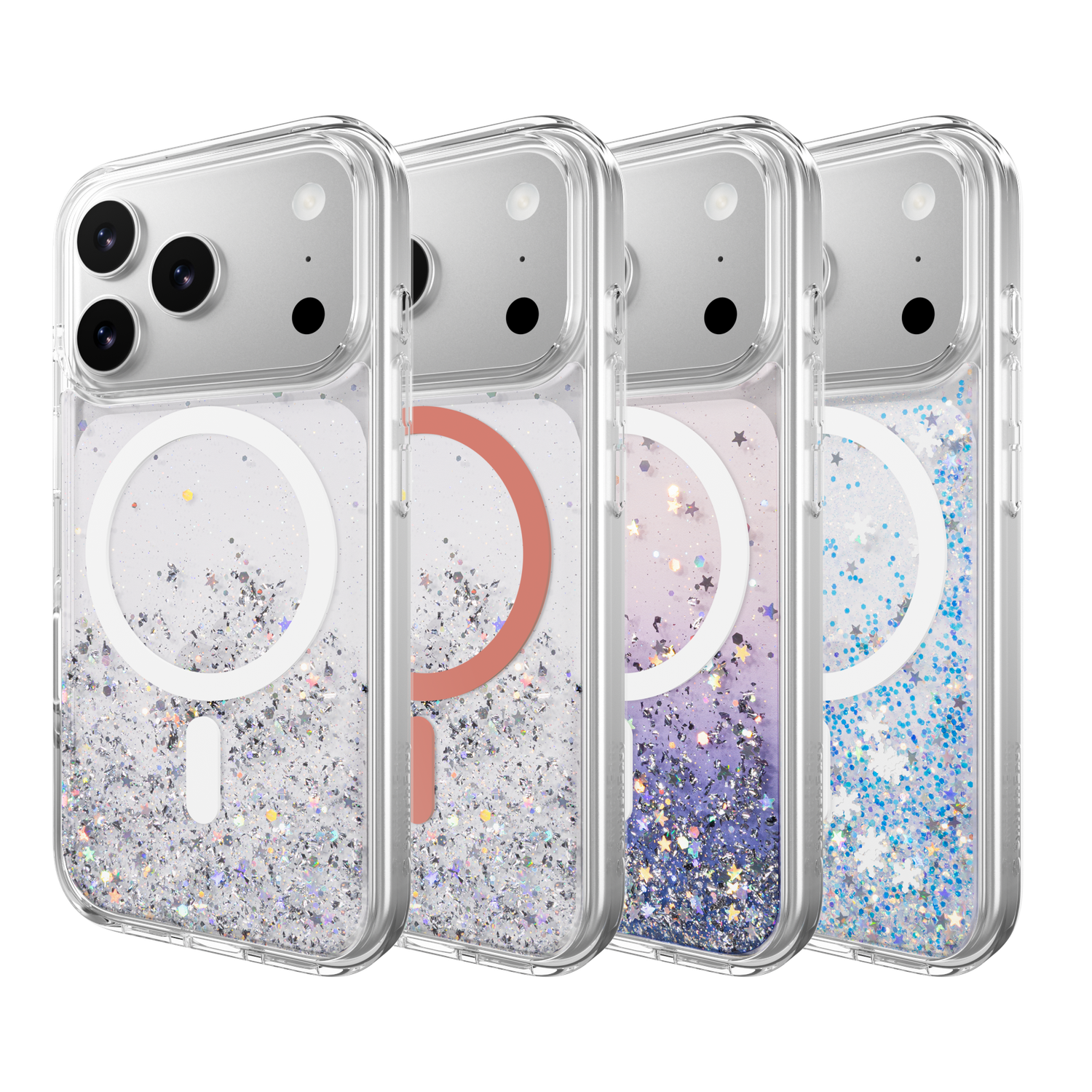 SwitchEasy iPhone 17 Pro Starfield M 3D Glitter Protective Case, Transparent White Ring