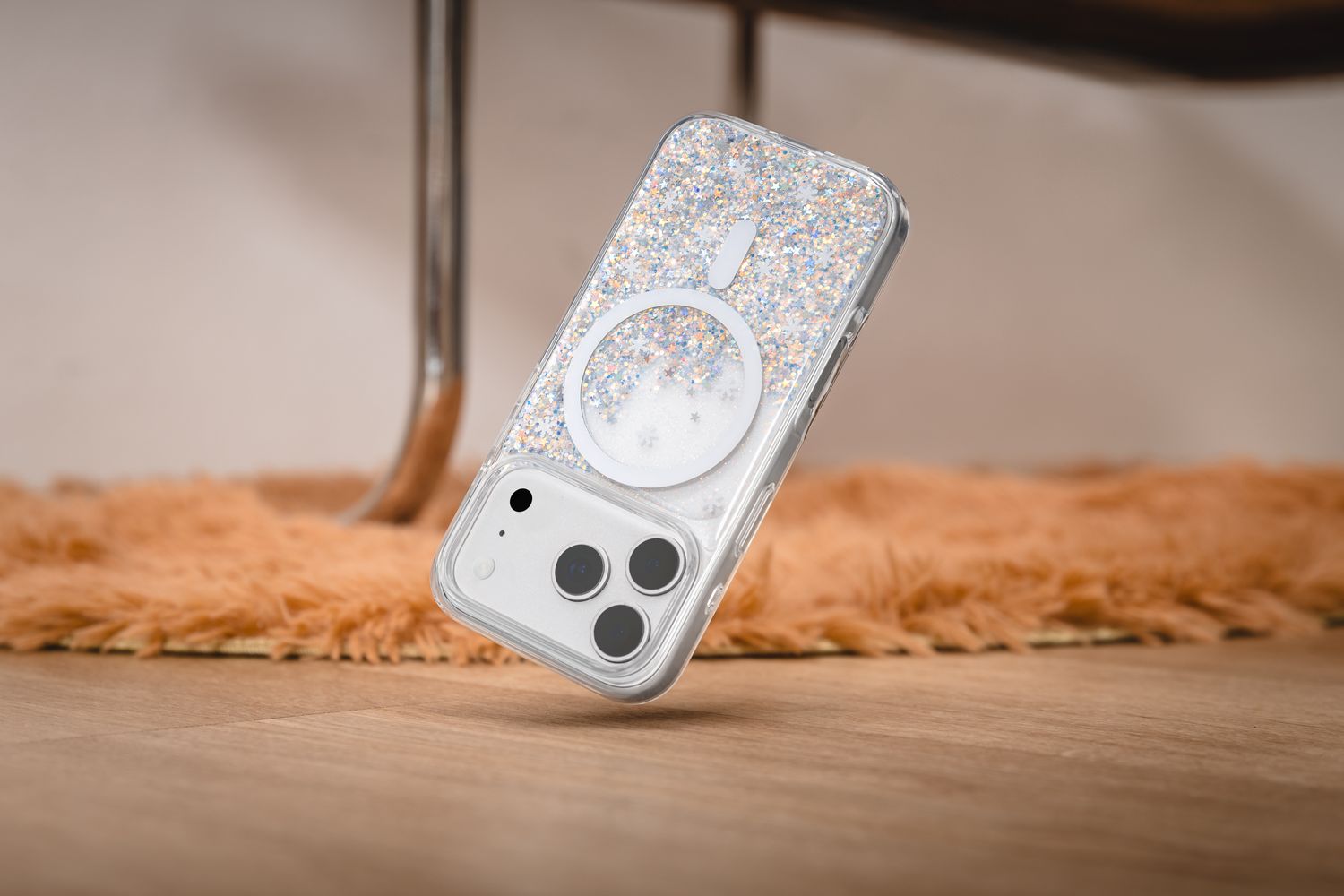 SwitchEasy iPhone 17 Pro Starfield M 3D Glitter Protective Case, Transparent White Ring