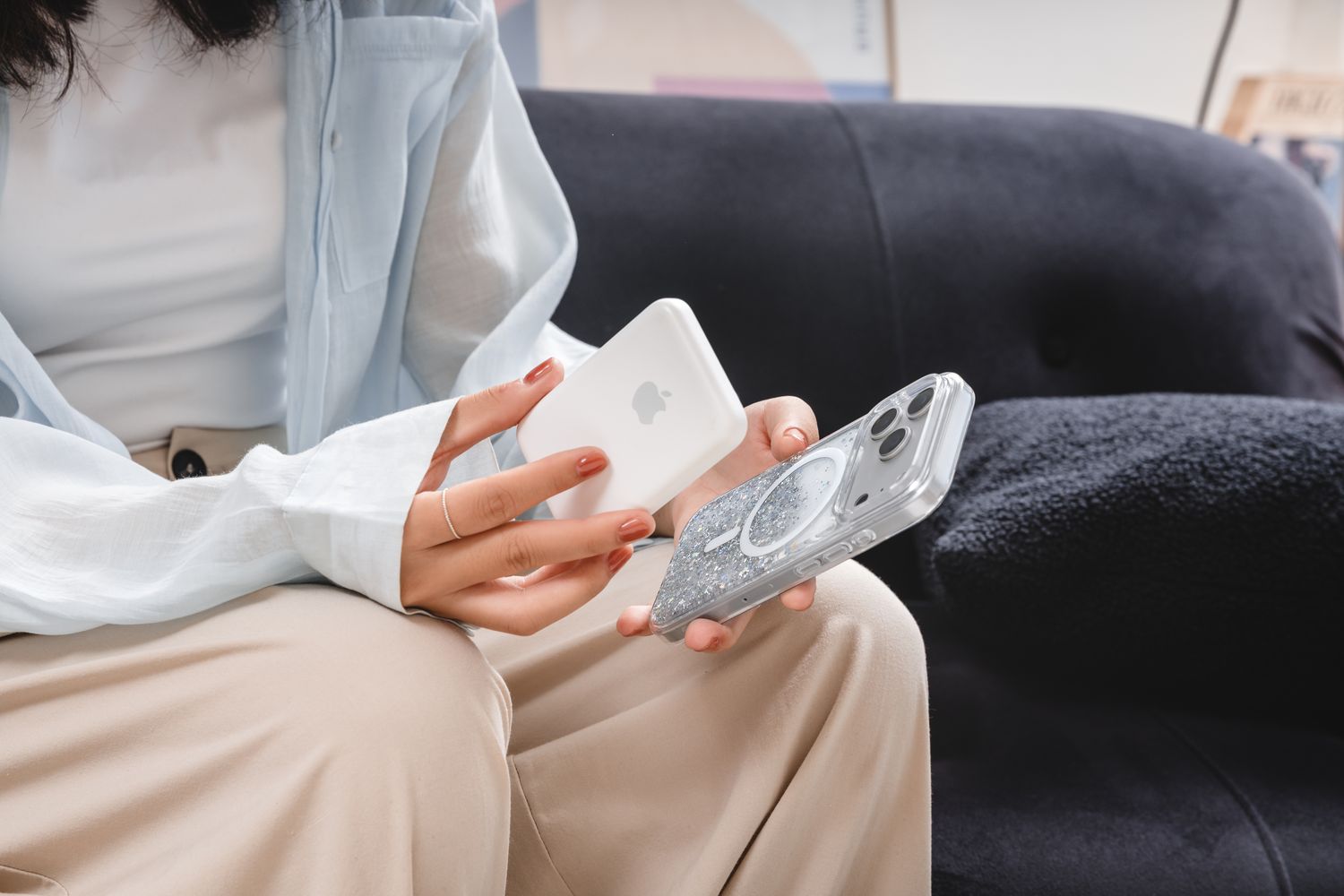 SwitchEasy iPhone 17 Pro Starfield M 3D Glitter Protective Case, Transparent White Ring