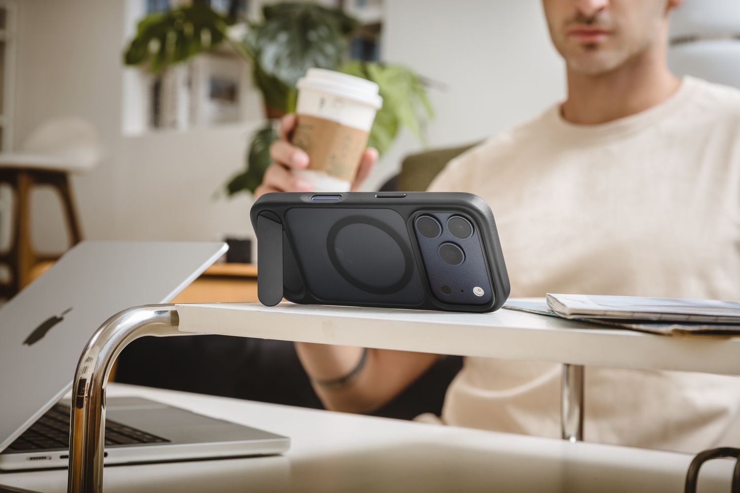 SwitchEasy iPhone 17 Pro EasyStand M Stand Guard Protective Case, Concrete