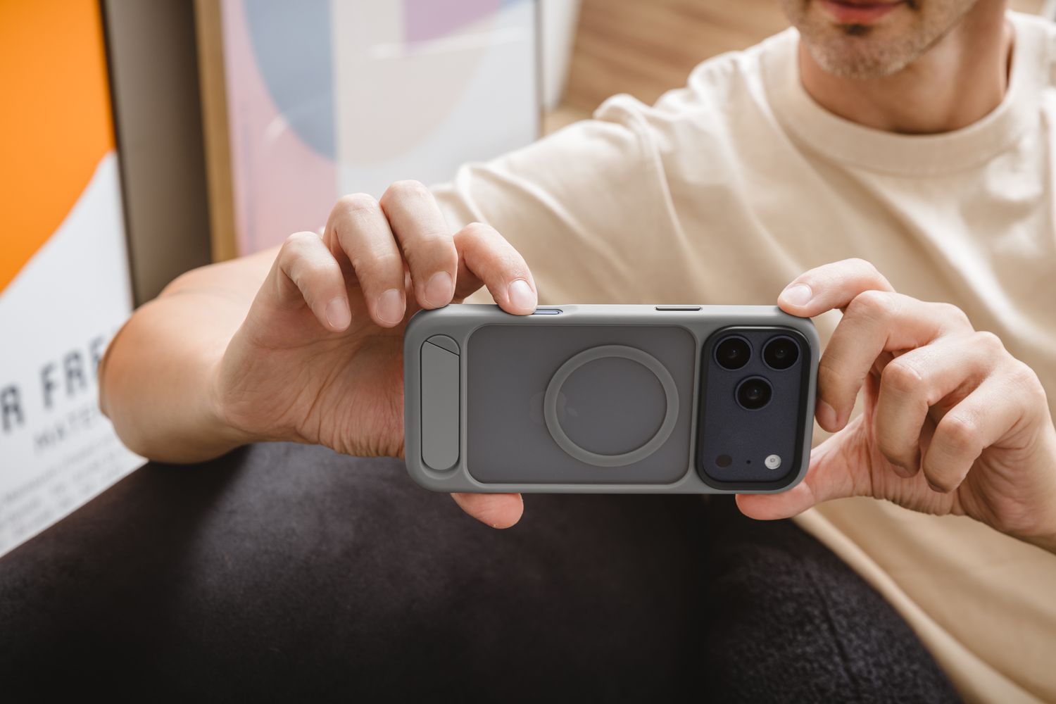 SwitchEasy iPhone 17 Pro EasyStand M Stand Guard Protective Case, Concrete