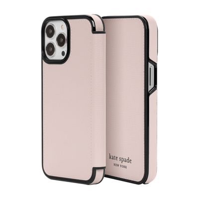 Kate Spade New York iPhone 13 Pro Folio, Pale Vellum/Black Border/Black Logo
