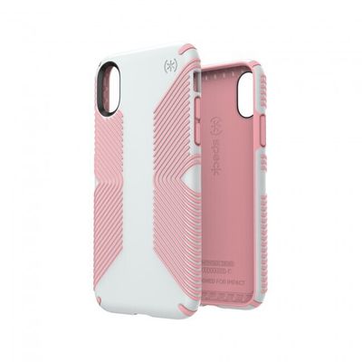 Speck iPhone Xs Max Presidio Grip, Dove Grey/Tart Pink