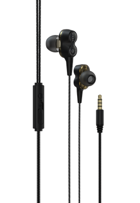 Devia Wired Earphone Smart with Dual Speakers, Black (3.5mm)