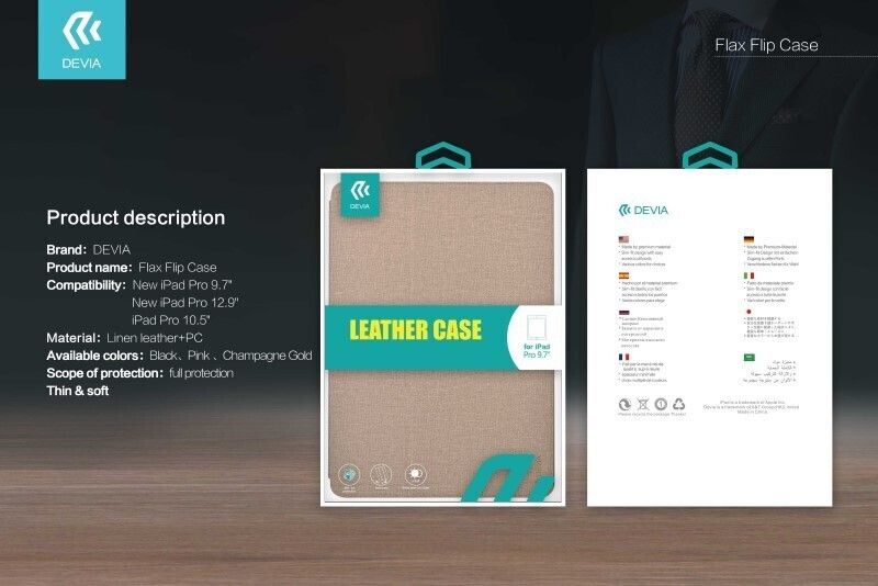 Devia iPad 9.7" (2017) Flax Flip Case, Champagne Gold