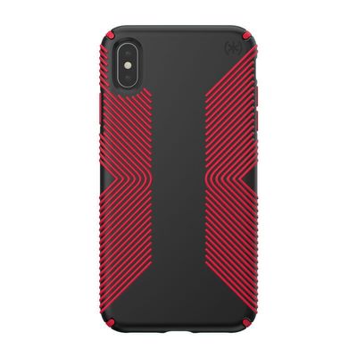 Speck iPhone Xs Max Presidio Grip, Black/Dark Poppy Red