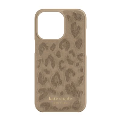 Kate Spade New York iPhone 13 Wrap, Leopard Flocked Black/Gold Sticker Logo
