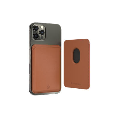 SwitchEasy MagWallet Leather Wallet with MagSafe, Saddle Brown