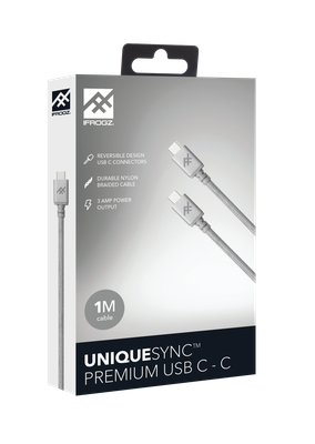 ZAGG iFrogz Unique Sync Premium USB-C 3.1 to USB-C 3.1 Nylon Braided Cable, 1M S