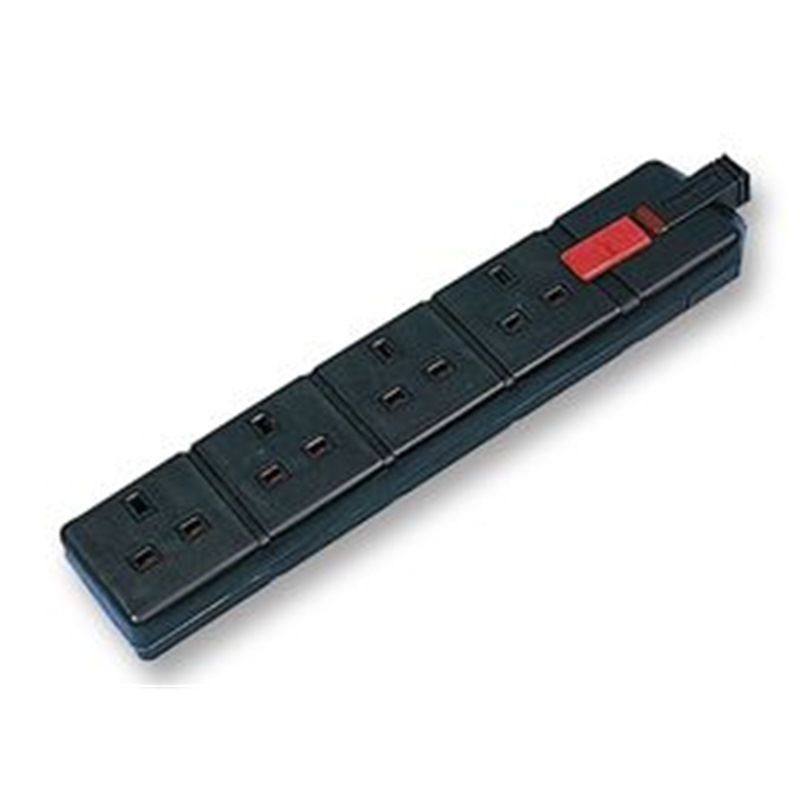 Masterplug Black 4 Socket Trailing Socket