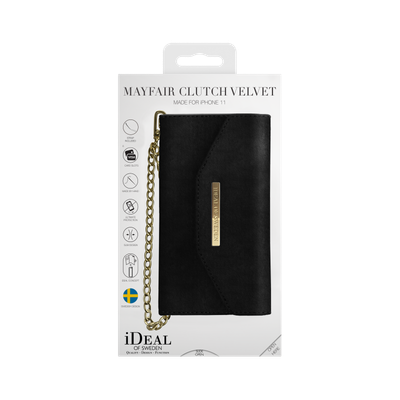 iDeal Of Sweden iPhone 11 Mayfair Clutch Velvet, Black