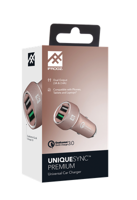 ZAGG iFrogz Car Charger Premium Dual 2.4A &amp; QC 3.0, Rose Gold