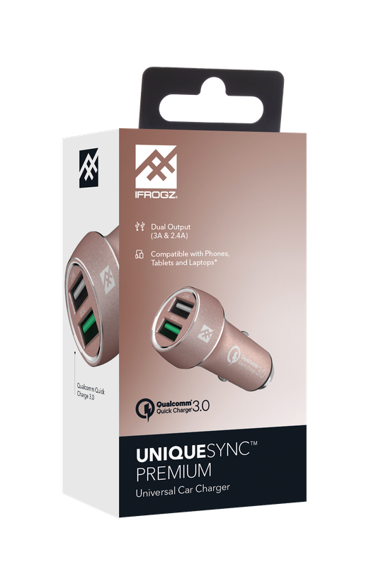 ZAGG iFrogz Car Charger Premium Dual 2.4A &amp; QC 3.0, Rose Gold
