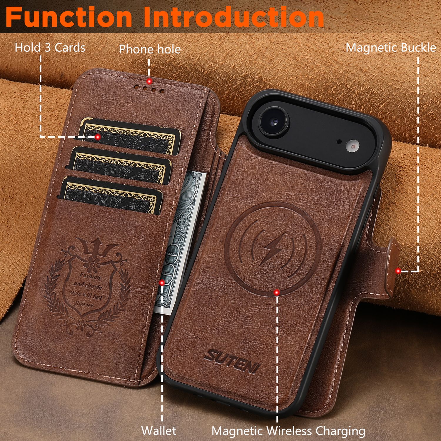 TDG KDS iPhone 17 Air Q5 Flip Case, Brown