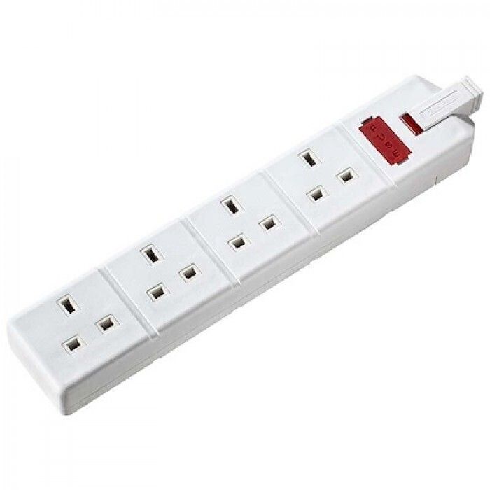 Masterplug White 4 Socket Trailing Socket