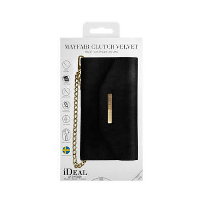 iDeal Of Sweden iPhone Xs Max Mayfair Clutch Velvet, Black