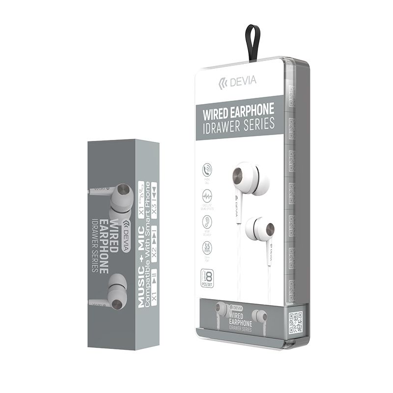 Devia Idrawer Wired Earphones, White