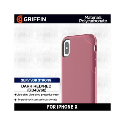 Griffin iPhone X Survivor Strong, Dark Red/Red (GB43768)