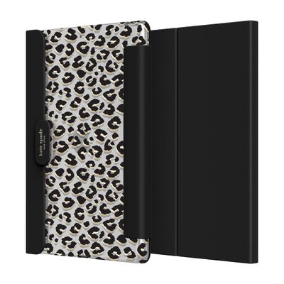 KSNY iPad 7/8/9 10.2 Protective Folio, Leopard Black/Gold Foil/Clear/Black