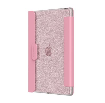 KSNY iPad 7/8/9 10.2 Protective Folio, Rose Gold Glitter/Rococo Pink Lambs