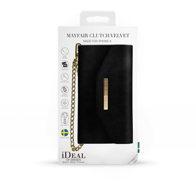 iDeal Of Sweden iPhone X Mayfair Clutch Velvet, Black
