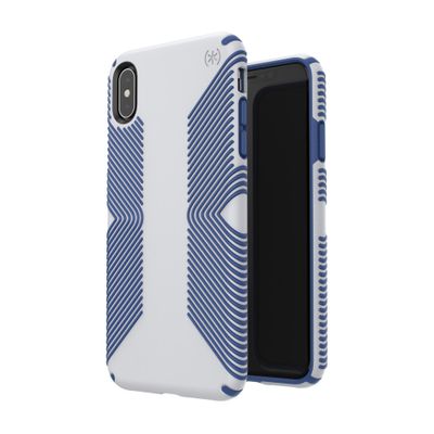 Speck iPhone Xs Max Presidio Grip, Micro Chip Grey/Ballpoint Blue
