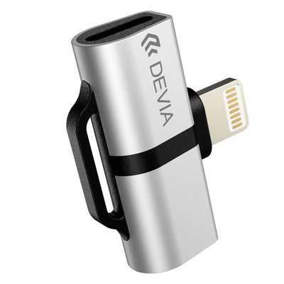 Devia Lightning to Dual Lightning Aluminum Smart Adapter, Silver