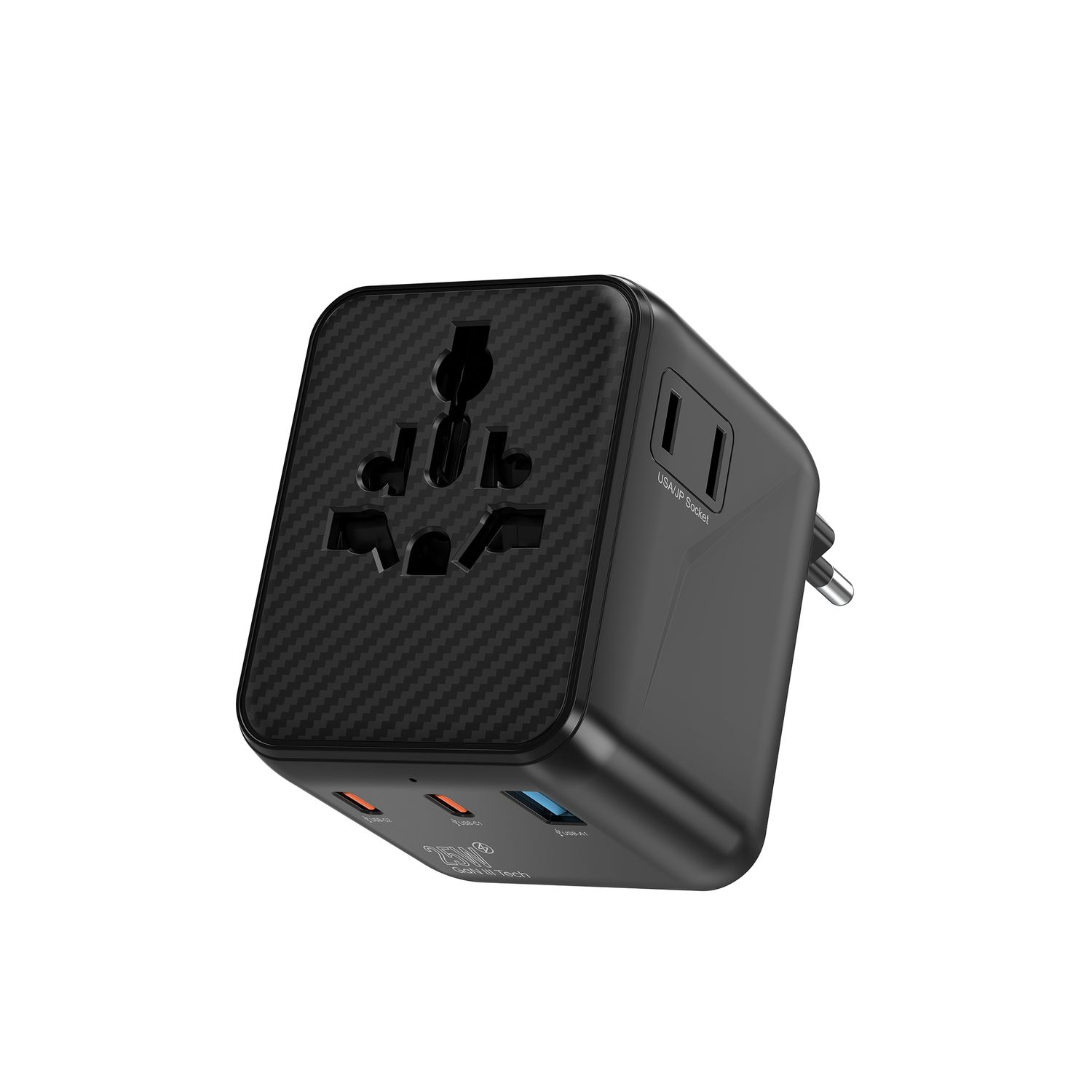 WiWU UA011 Aramid Fiber Warriors 25W GaN Plug Adapter, Black