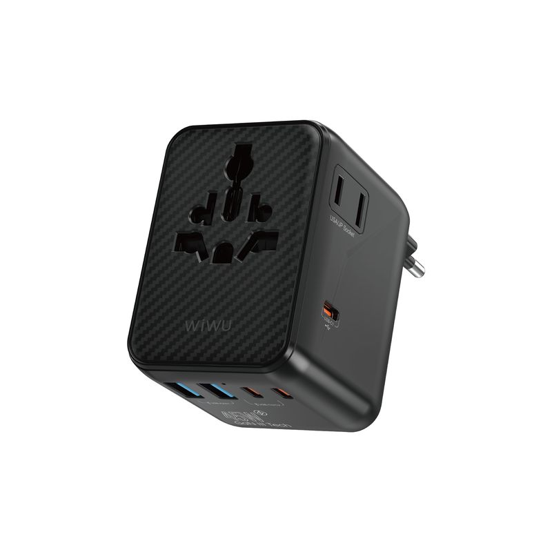 WiWU UA010 Aramid Fiber 45W GaN Plug Adapter, Black